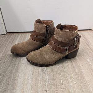 Sonoma Kohls 6.5 women's Brown Taupe buckle zip up low Boots Booties